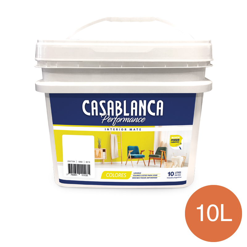 Pintura latex interior Performance Colores naranja imperial mate balde x 10l
