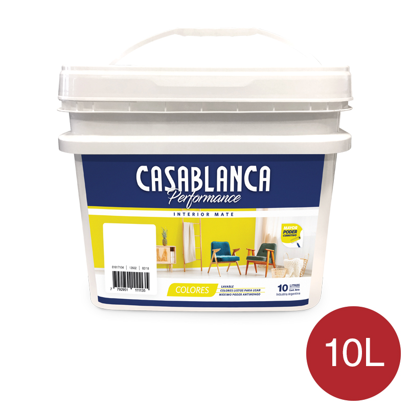 Pintura latex interior Performance Colores rojo rubi mate balde x 10l