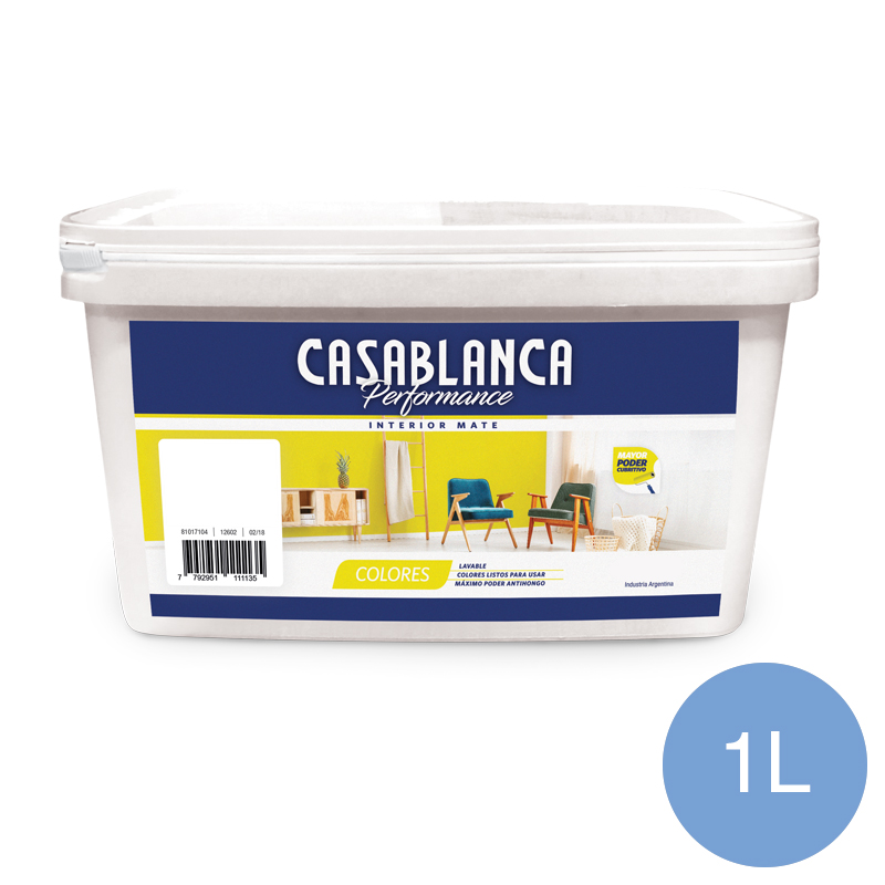 Pintura latex interior Performance Colores celeste calmo mate balde x 1l