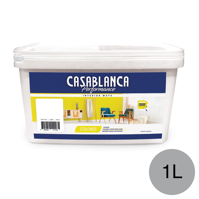 Pintura latex interior Performance Colores gris cosmico mate balde x 1l