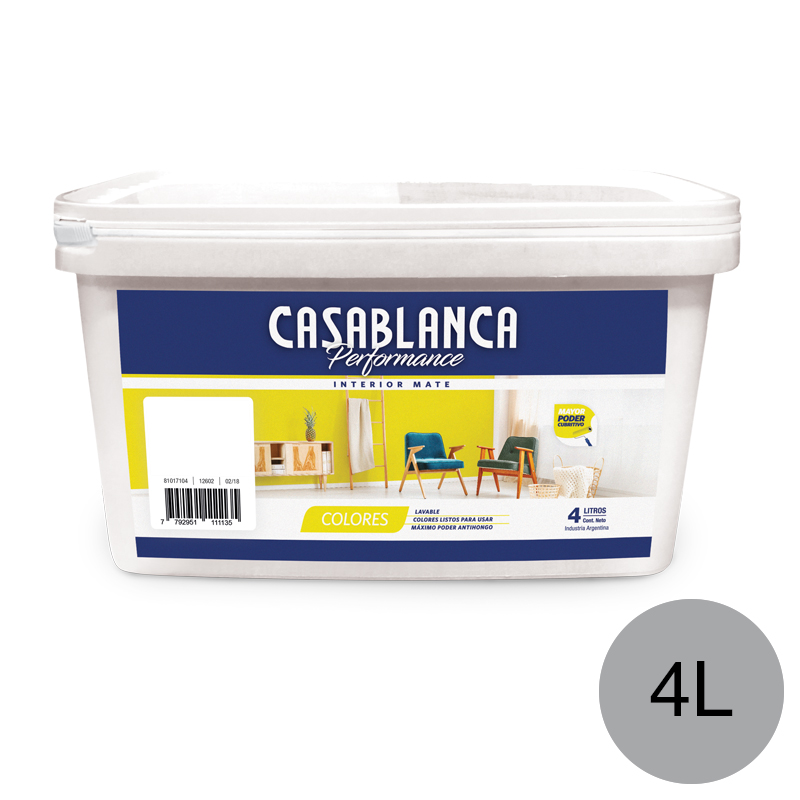 Pintura latex interior Performance Colores gris cosmico mate balde x 4l