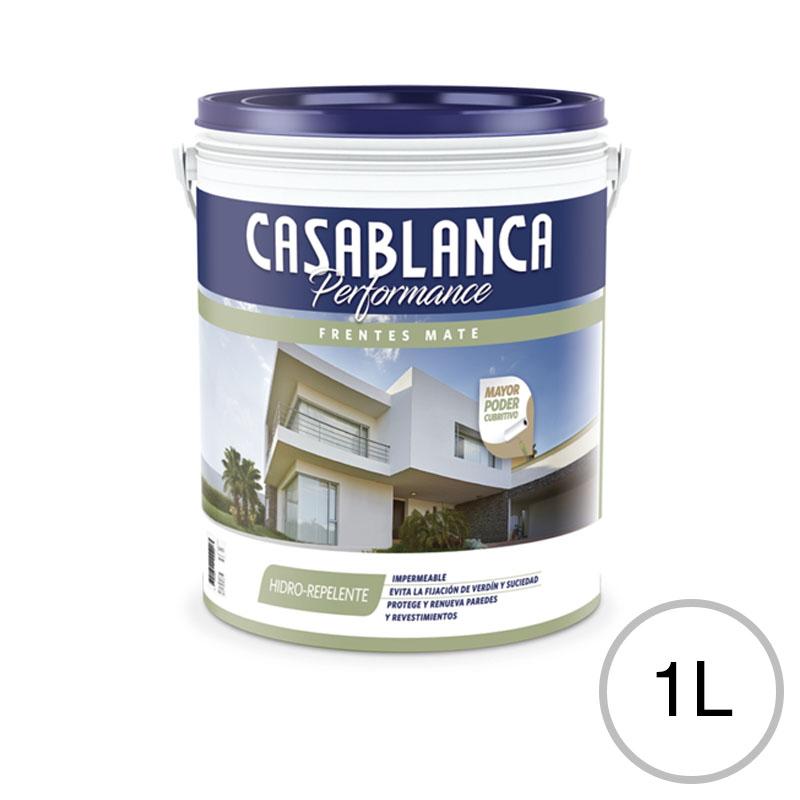 Pintura latex exterior Performance frentes hidro-repelente blanco mate balde x 1l