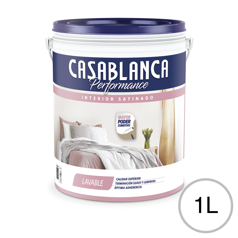 Pintura latex interior Performance Lavable blanco satinado balde x 1l