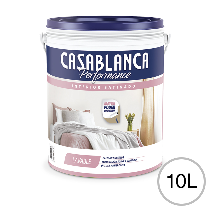 Pintura latex interior Performance Lavable blanco satinado balde x 10l