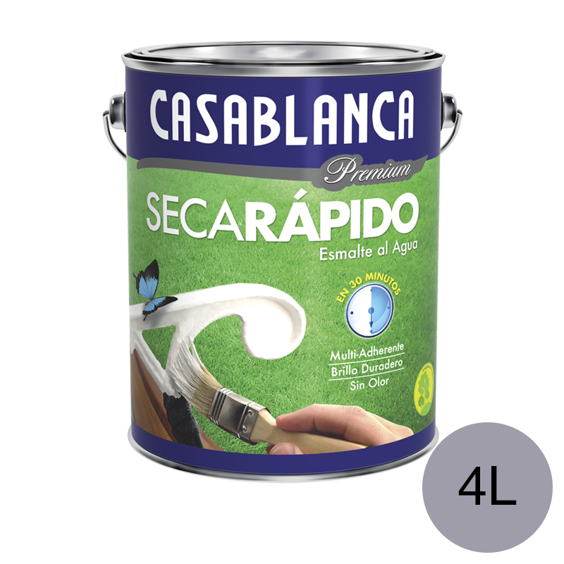 Hidroesmalte al agua secarapido gris niquel brillante balde x 4l