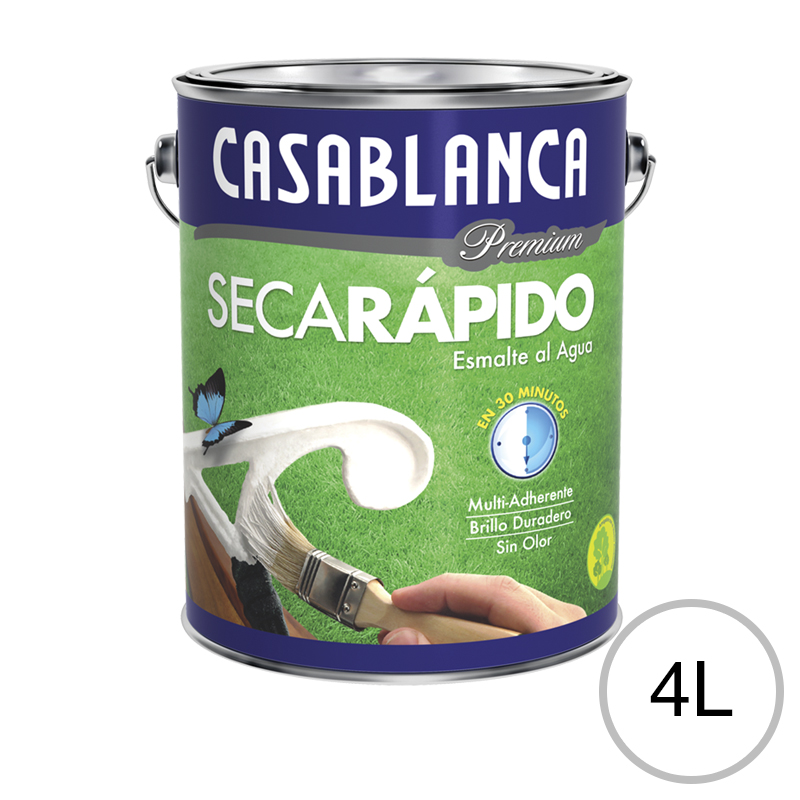 Hidroesmalte al agua secarapido blanco satinado balde x 4l