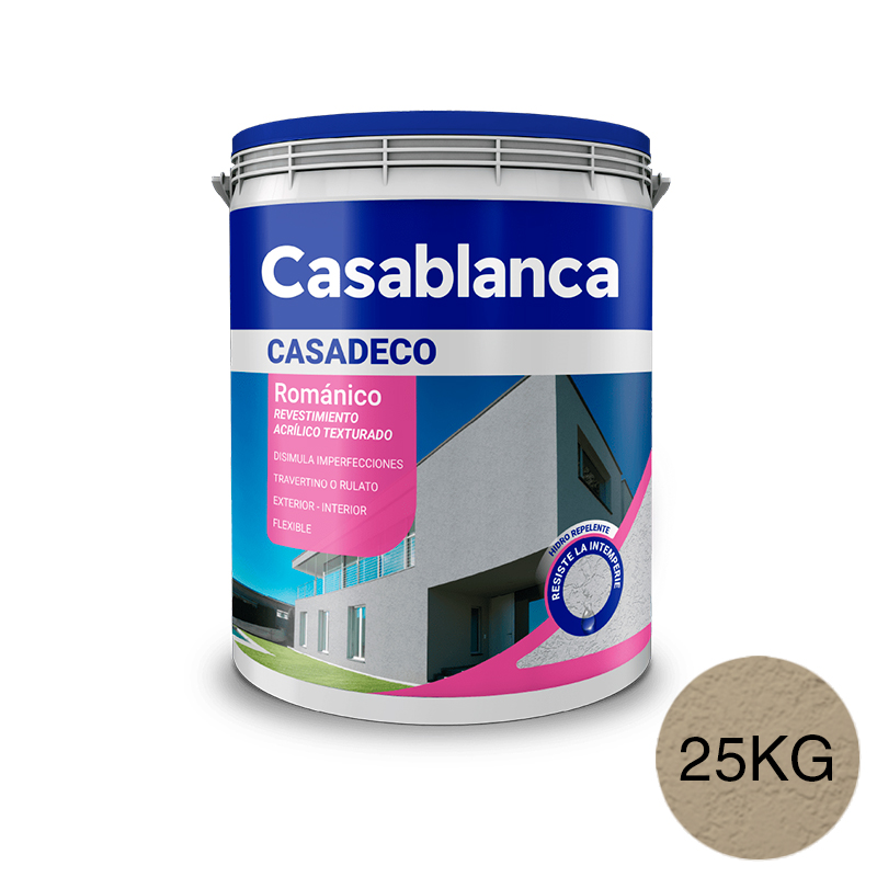 Revestimiento acrilico texturado Casadeco Romanico exterior interior beige balde x 25kg