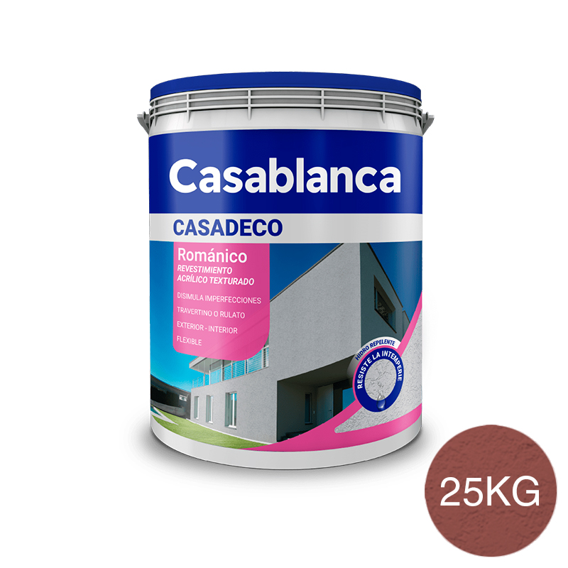 Revestimiento acrilico texturado Casadeco Romanico exterior interior rosa rubor balde x 25kg