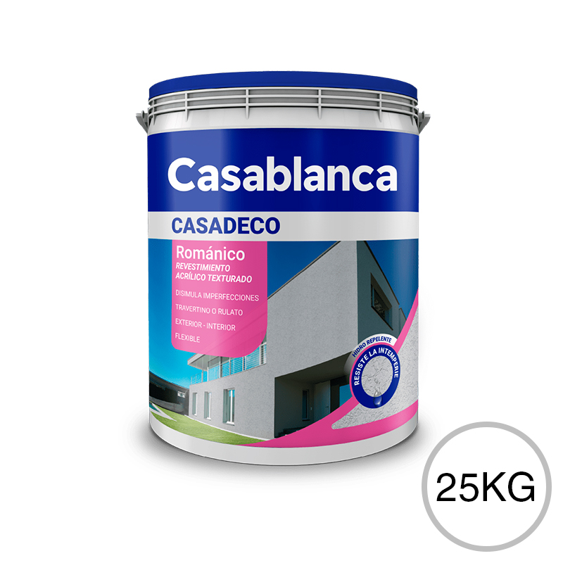 Revestimiento acrilico texturado Casadeco Romanico exterior interior blanco balde x 25kg