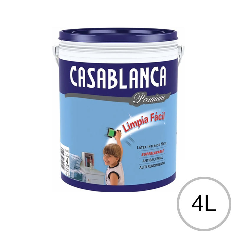 Pintura latex acrilico interior Premium Superlavable blanco mate balde x 4l