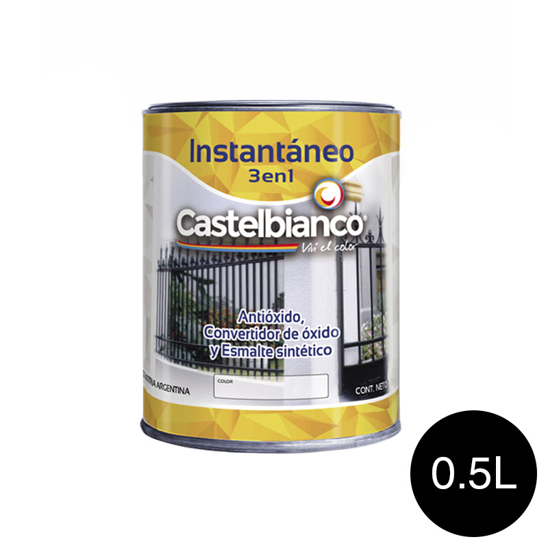 Esmalte Instantaneo Multifuncion 3 en 1 negro brillante lata x 0.5l