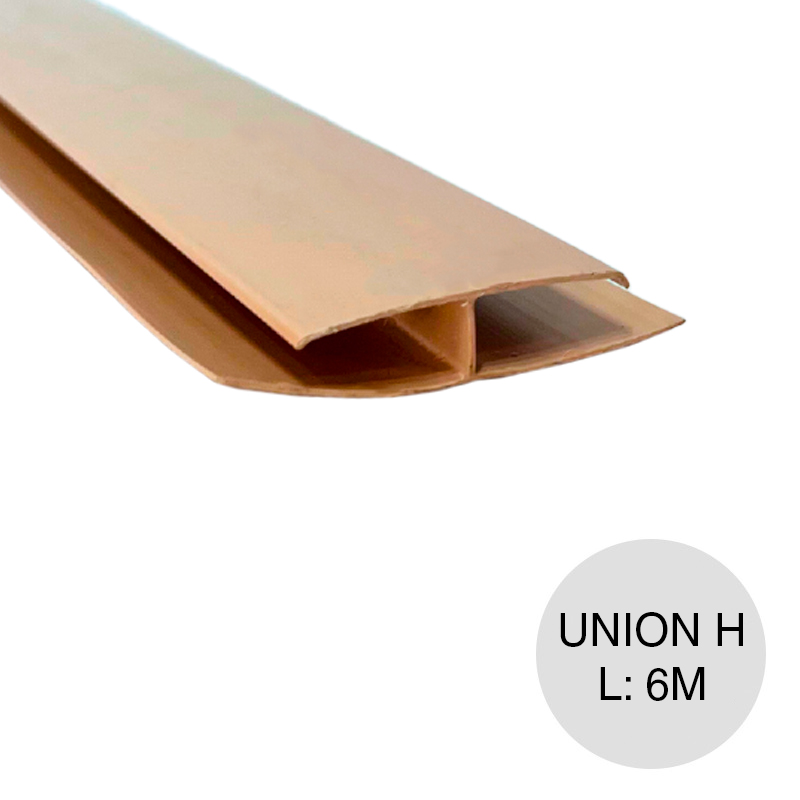 Perfil cielorraso ecoPVC H union nogal 6m