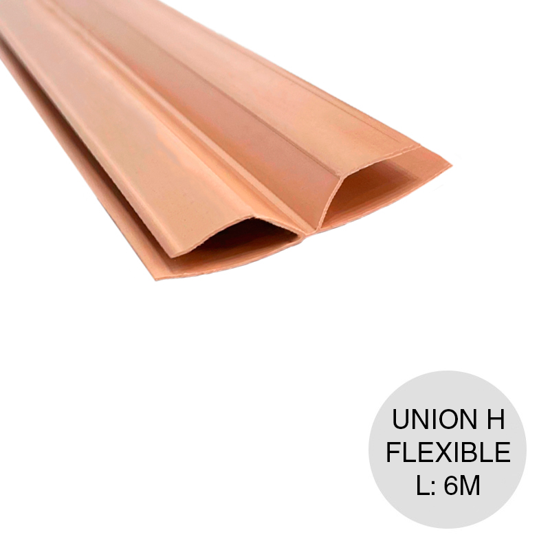 Perfil cielorraso ecoPVC H union angulo flexible nogal 6m