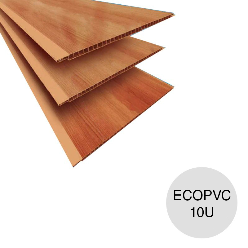 Cielorraso y revestimiento ecoPVC nogal mate 8mm x 200mm x 6m 10u x caja 12m²