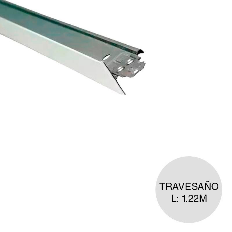 Perfil cielorraso desmontable galvanizado T travesaño blanco 24mm x 28mm x 1.22m