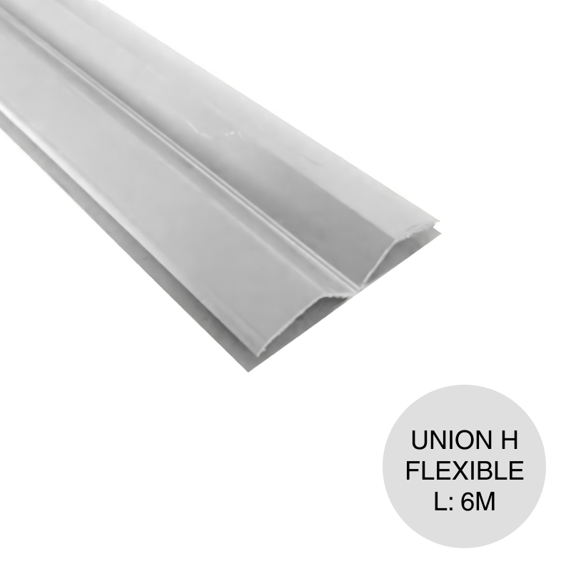 Perfil cielorraso ecoPVC H union angulo flexible roble gris 6m