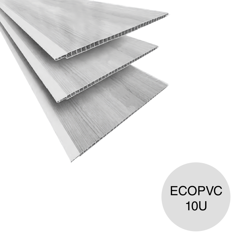 Cielorraso y revestimiento ecoPVC roble gris 8mm x 200mm x 6m 10u x caja 12m²