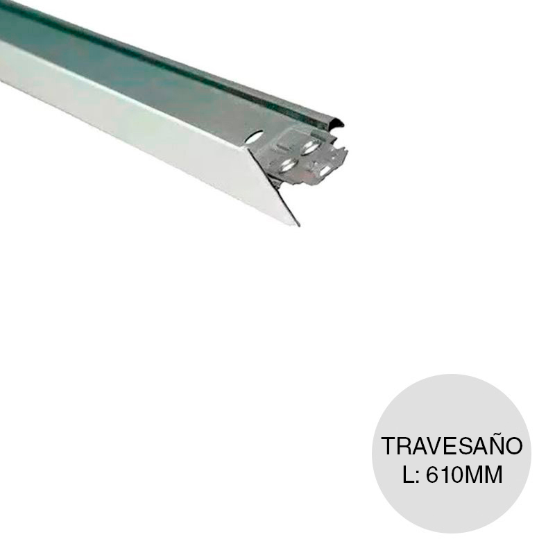 Perfil cielorraso desmontable galvanizado T travesaño blanco 24mm x 28mm x 610mm