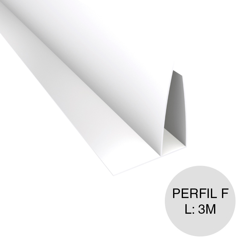 Perfil cielorraso PVC F blanco 3m