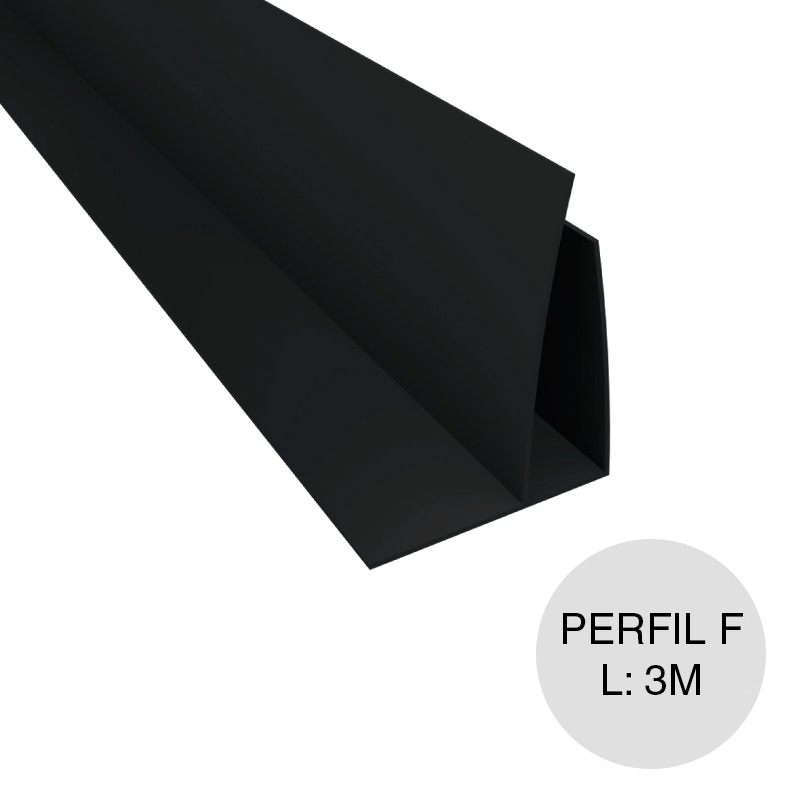 Perfil cielorraso PVC F negro 3m