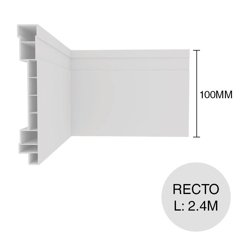Zocalo recto PVC fijacion blanco 100mm x 2.4m