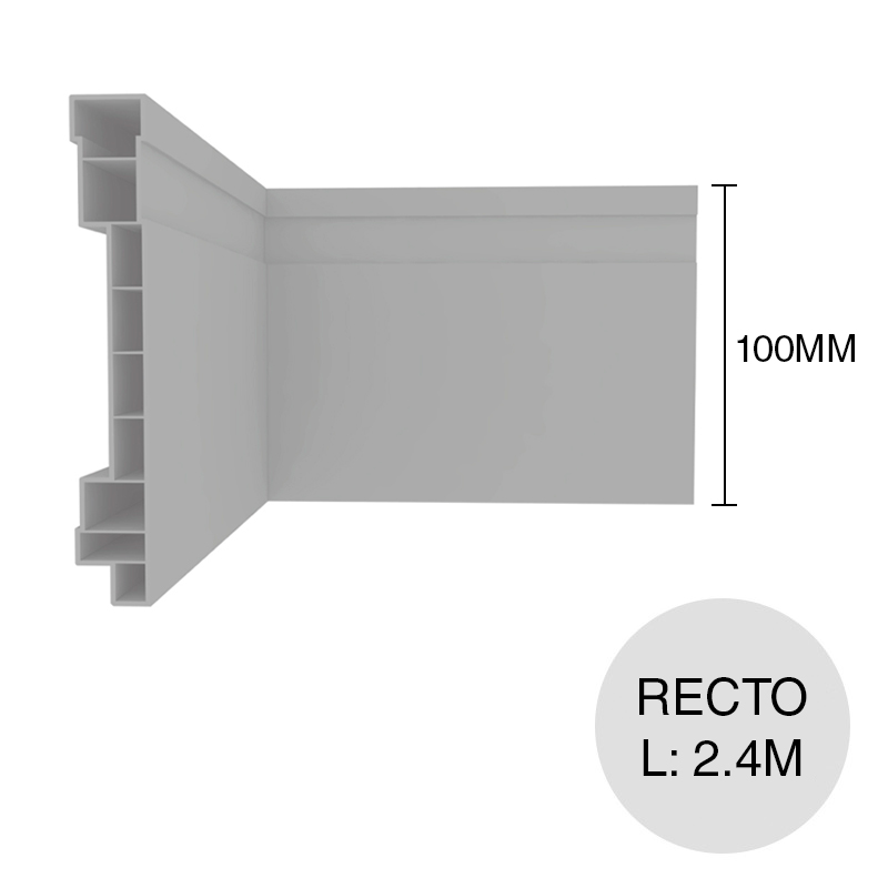 Zocalo recto PVC fijacion gris 100mm x 2.4m