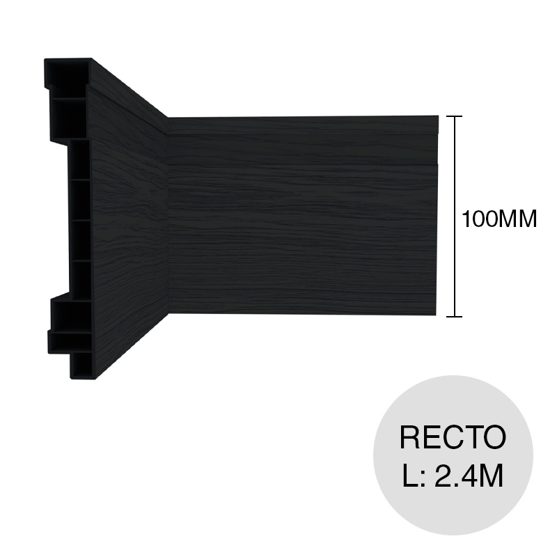 Zocalo recto PVC fijacion negro 100mm x 2.4m