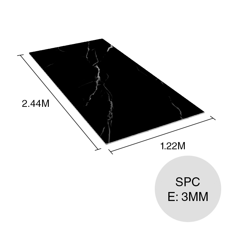 Revestimiento p/paredes SPC Quick Panel simil marmol nero marquina 3mm x 1.22m x 2.44m
