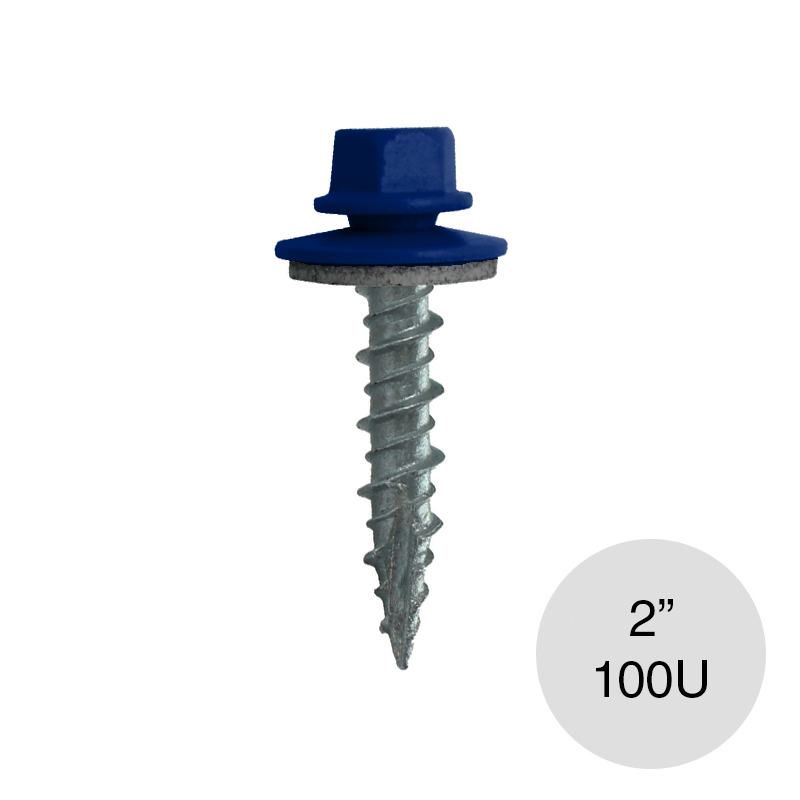 Tornillo autoperforante chapa madera 2" azul bolsa x 100u