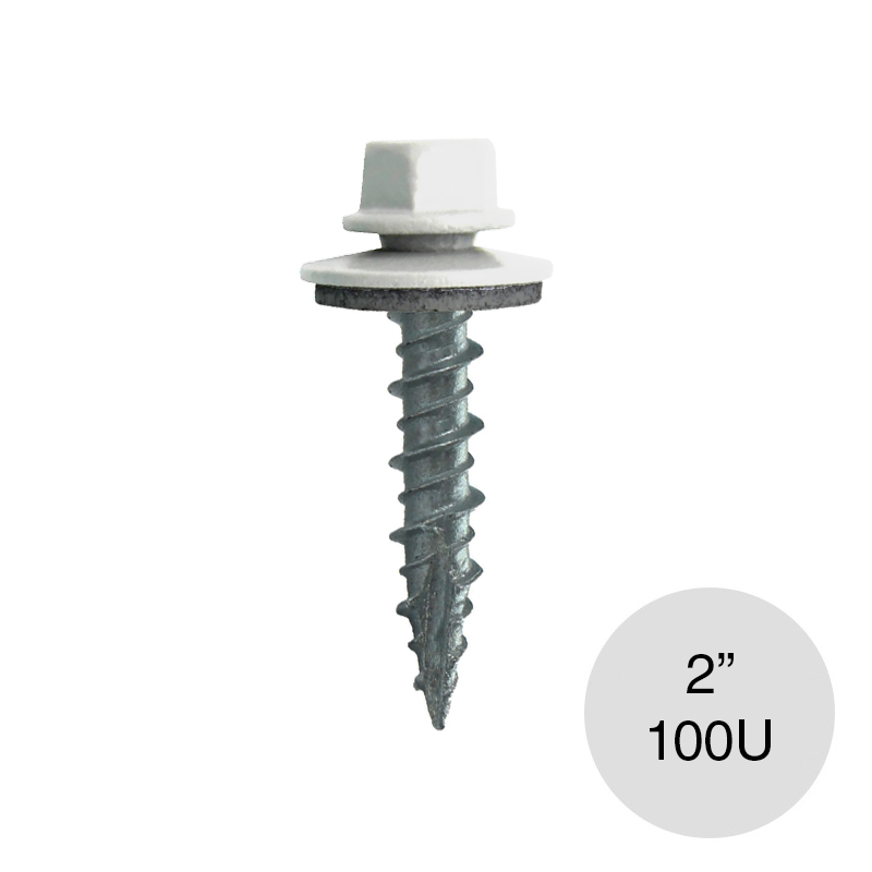 Tornillo autoperforante chapa madera 2" blanco bolsa x 100u