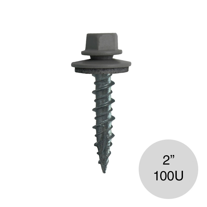 Tornillo autoperforante chapa madera 2" gris bolsa x 100u