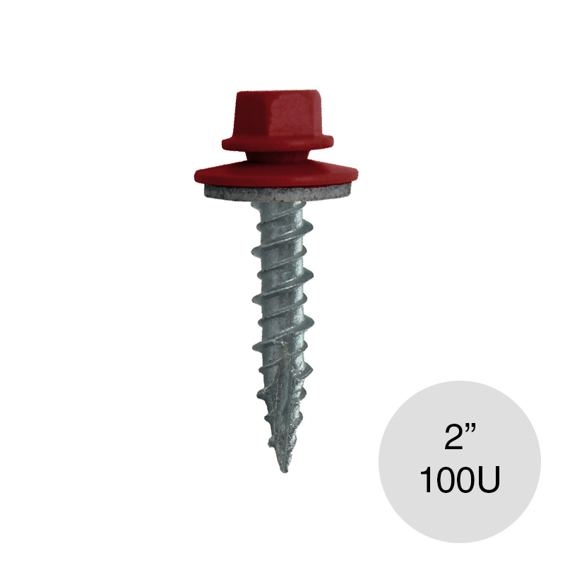 Tornillo autoperforante chapa madera 2" rojo bolsa x 100u