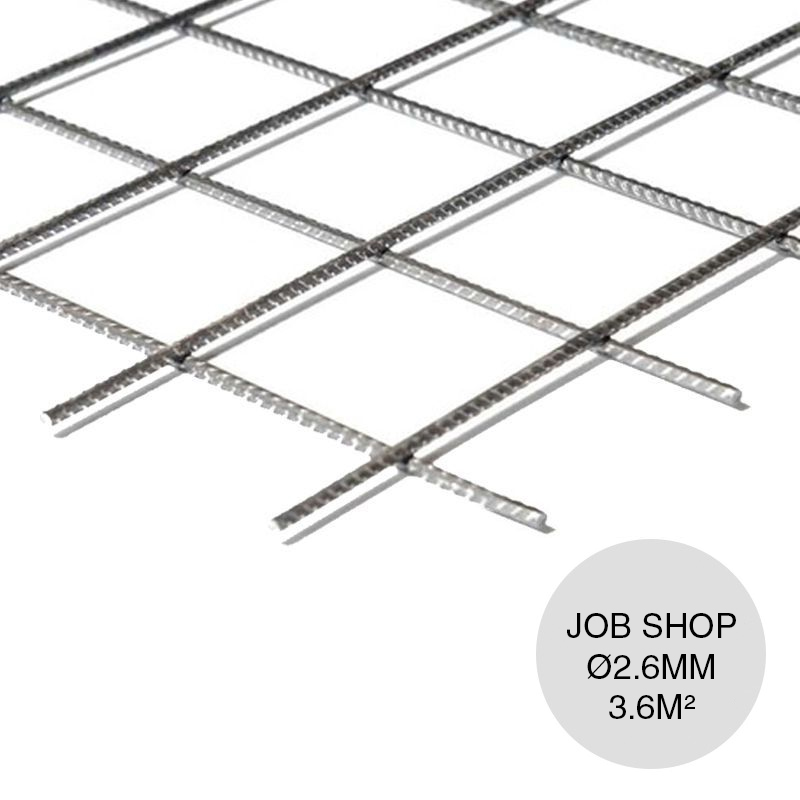 Malla Job Shop galvanizado ø 2.6mm separacion 50mm x 50mm medidas 1.2m x 3m x 3.6m²
