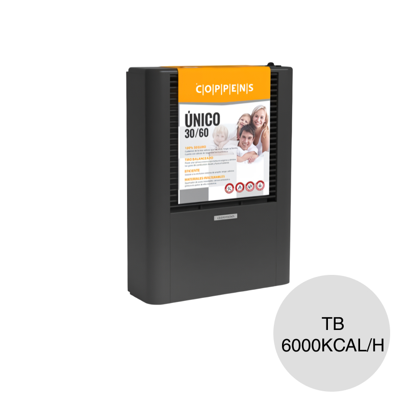 Calefactor multigas tiro balanceado c/salida posterior Unico 30/60 6000Kcal/h 205mm x 560mm x 765mm