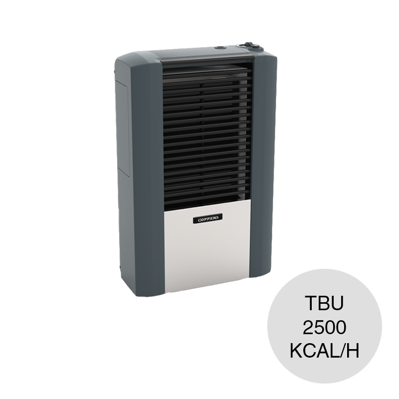 Calefactor multigas tiro balanceado c/salida vertical Peltre Acero 2500kcal/h izquierdo 190mm x 390mm x 610mm