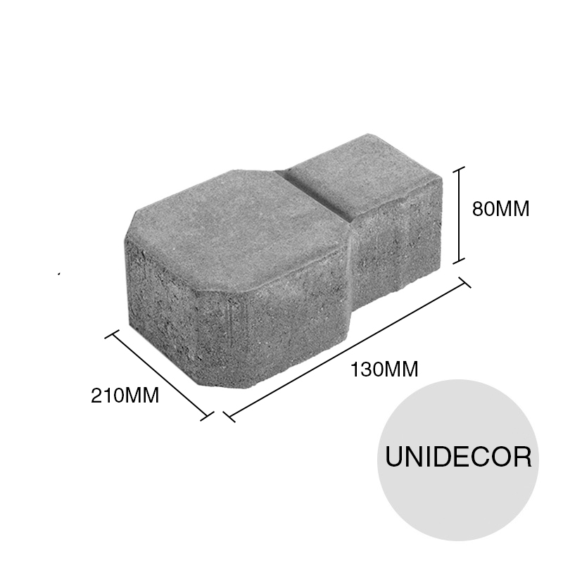 Adoquin Unidecor pavimentos articulados hormigon gris 80mm x 130mm x 210mm