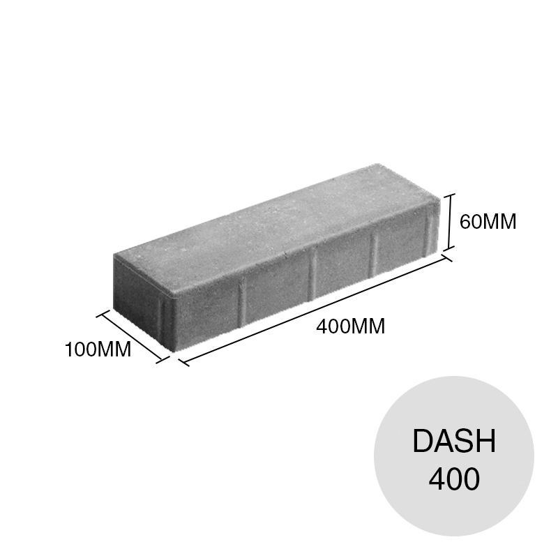 Adoquin Dash 400 pavimentos articulados hormigon ceniza 60mm x 100mm x 400mm