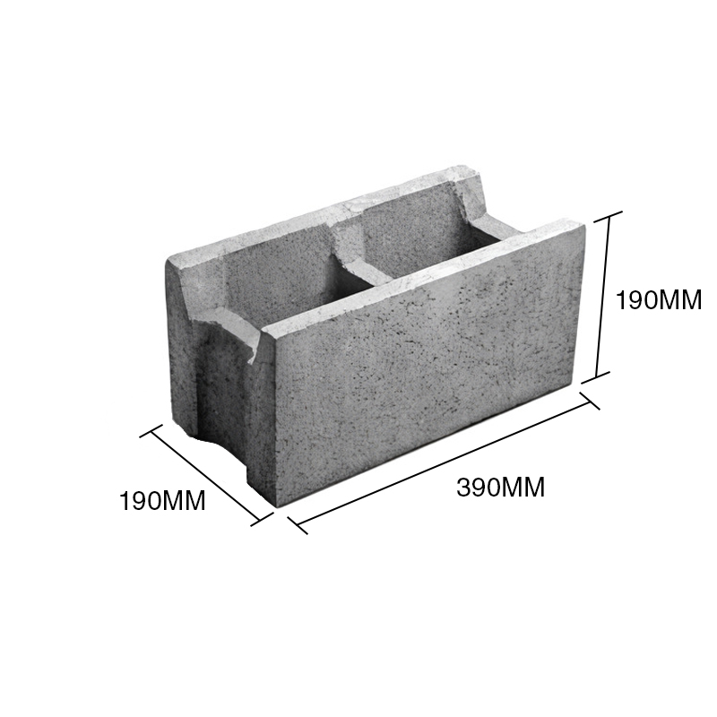 Bloque P20 rebaje central p/refuerzo horizontal hormigon 190mm x 190mm x 390mm