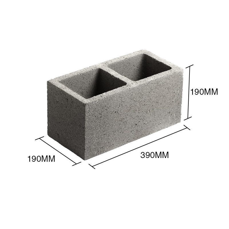 Bloque P20 estandar hormigon 190mm x 190mm x 390mm