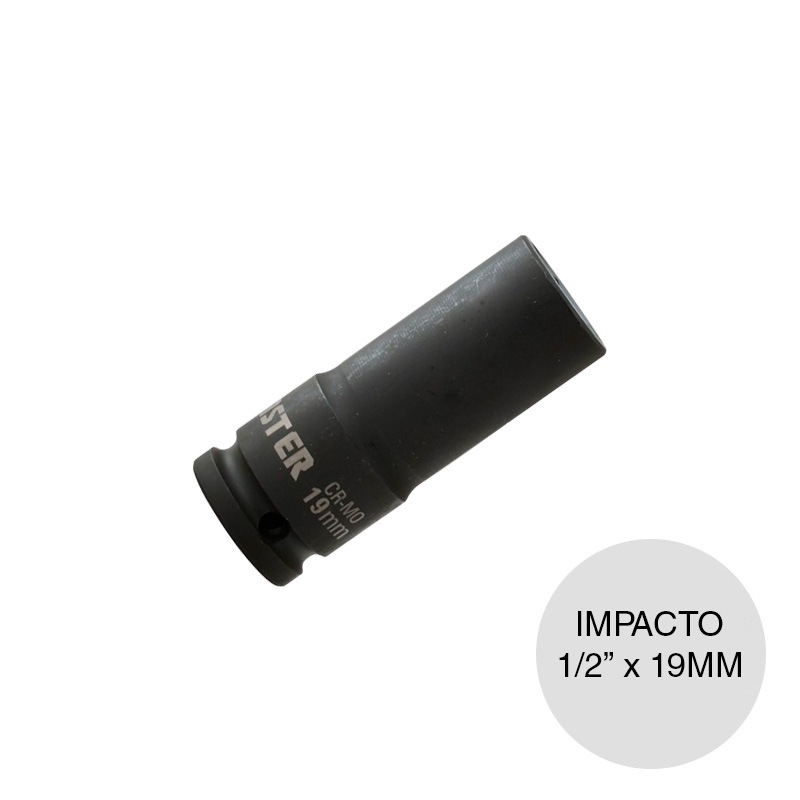 Bocallave impacto hexagonal largo encastre 1/2" acero fosfatizado negro 19mm
