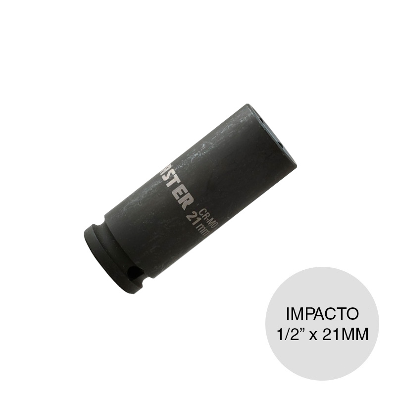 Bocallave impacto hexagonal largo encastre 1/2" acero fosfatizado negro 21mm