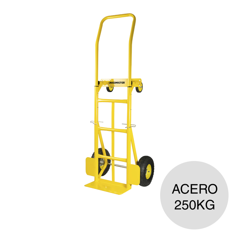 Carro carretilla multifuncion acero 250kg 220mm x 350mm x 1.44m
