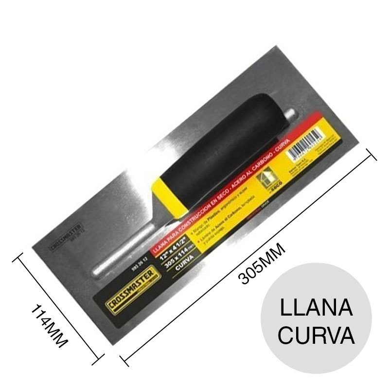 Llana curva enduir 12" x 4 1/2" acero inoxidable 114mm x 305mm