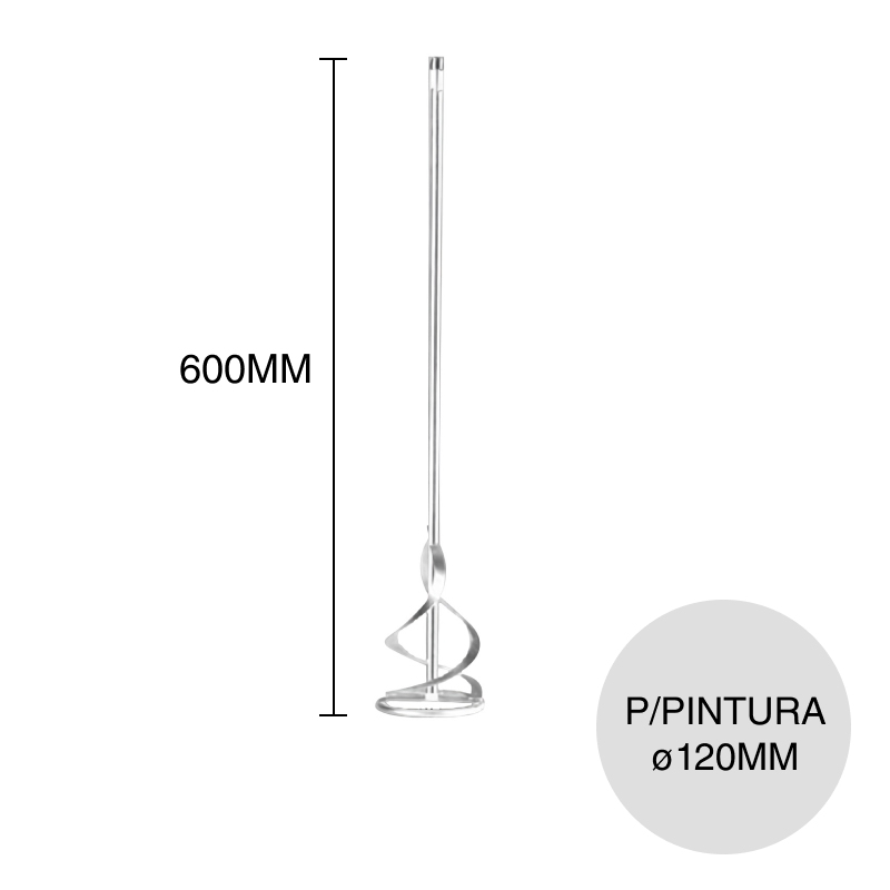 Mezclador p/pintura varilla espiral SDS Plus acero ø 120mm x 600mm