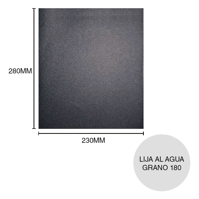 Lija al agua grano 180 hoja 230 x 280mm