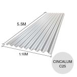 Chapa sinusoidal acanalada cincalum techos C25 5.5m x 1.1m x 0.5mm