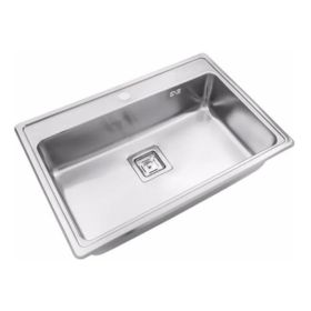 Pileta cocina simple quadra max acero inoxidable 304 pulido estandar sobrepuesta antiderrame antirrebalse 710mm x 482mm x 200mm