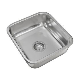 Pileta cocina simple acero inoxidable 304 pulido estandar sobrepuesta 370mm x 340mm x 150mm