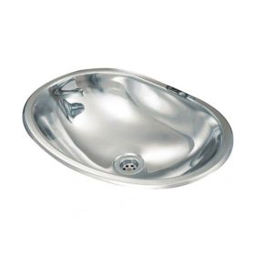 Pileta baño ovalada vanitory acero inoxidable 304 pulido espejo sobrepuesta 370mm x 265mm x 120mm