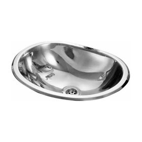 Pileta baño ovalada vanitory acero inoxidable 304 pulido espejo sobrepuesta 440mm x 275mm x 130mm